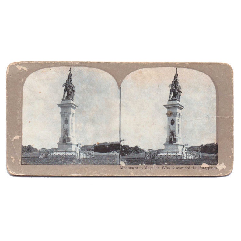 Vintage Stereograph Card:  "Monument to Magellan, Who Discovered the Philippines", Asia1