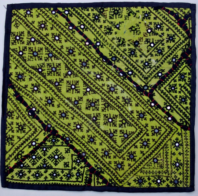 Vintage Embroidered Pillow: Pakistan, Textile Remnants with Shisha, Sm. 14'', Item 30