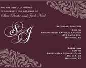 Plum Flourish Flat Print Invitation