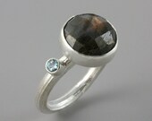 ON SALE - 50% OFF - Laboradorite and Aquamarine Twig Ring - Branch Ring - Blue Stone Ring - Cocktail Ring - Size 7.75 - Ready to Ship