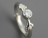 Diamond Engagement Ring - White Gold Twig Ring - Lilac Ring - Twig Ring - White Diamond - Organic Wedding Ring - Made to Order in Your Size
