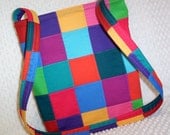 Rainbow Hippie Chic Crossbody Bag Purse Tote Hobo Bag Shoulder Sling Jewel Tones Colorful Patchwork