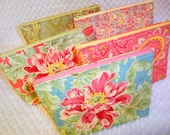 Custom Bridesmaid Gift Set -Bridal Party Set - 5 Large Flat Bottom Cosmetic Bags Poetry by April Cornell