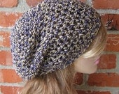 Eggplant slouchy beanie Hippie Dreadlock snood Tam Hat beige twist