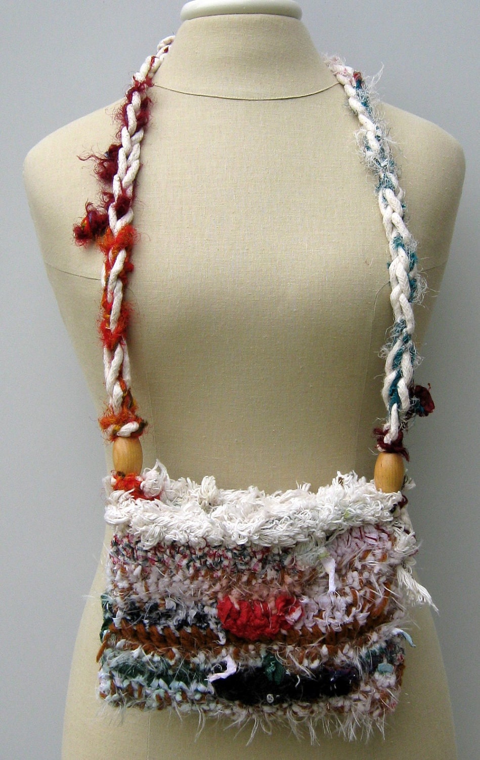 Crossbody Hippie Festival Mini Bag Patchwork Crochet Purse WITH SARI SILK