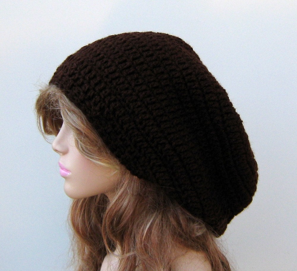 Coffee Slouchy longer brown Tam Dreadlock Hippie Beanie Hat
