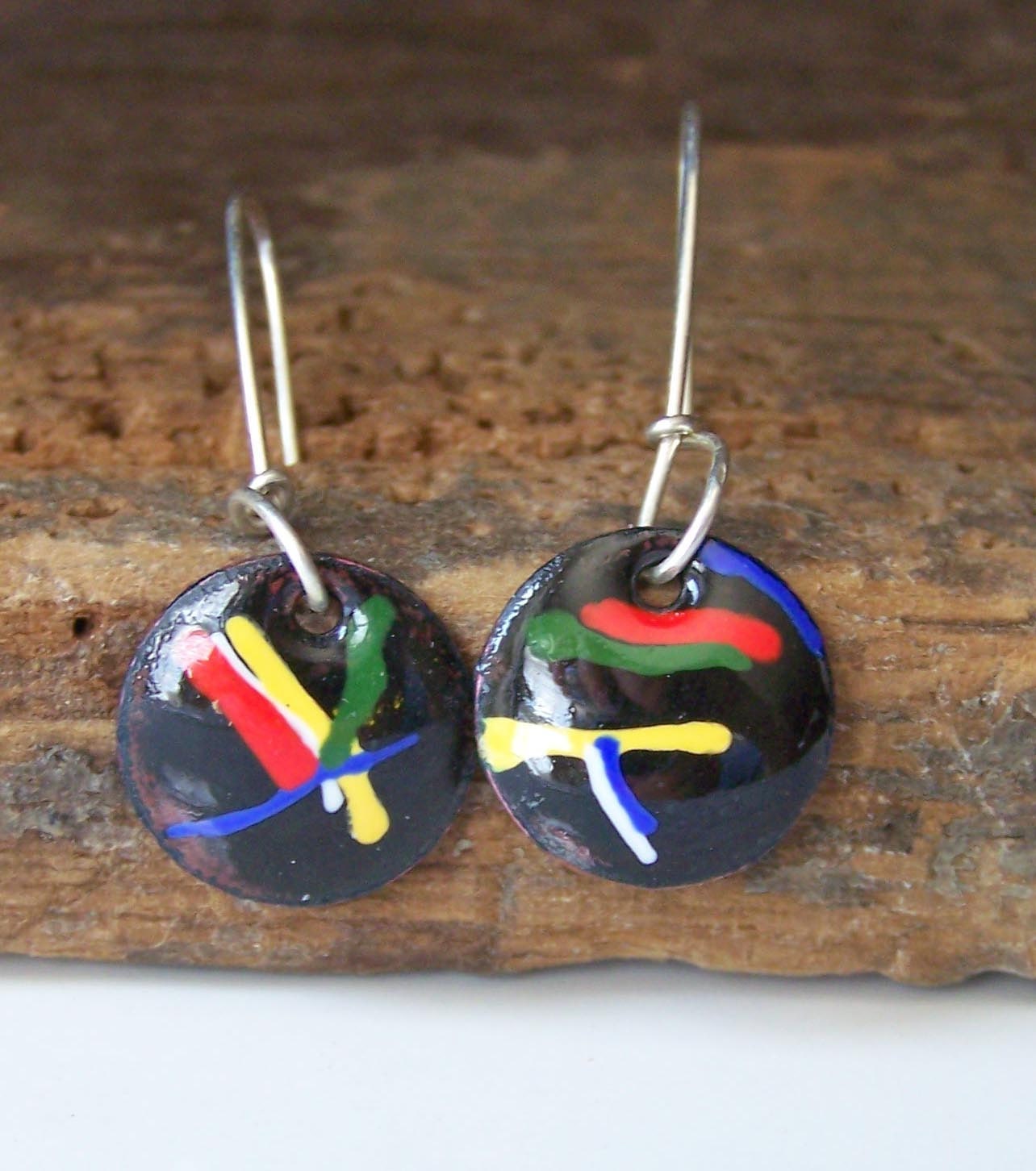 Etsy, Enamel Earrings:  Multicolored Enamel Earrings, Enamel, Abstract Enamel, Etsy Jewelry, Jewelry