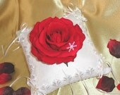 Winter Rose Ring Pillow-Snowflakes-Rose