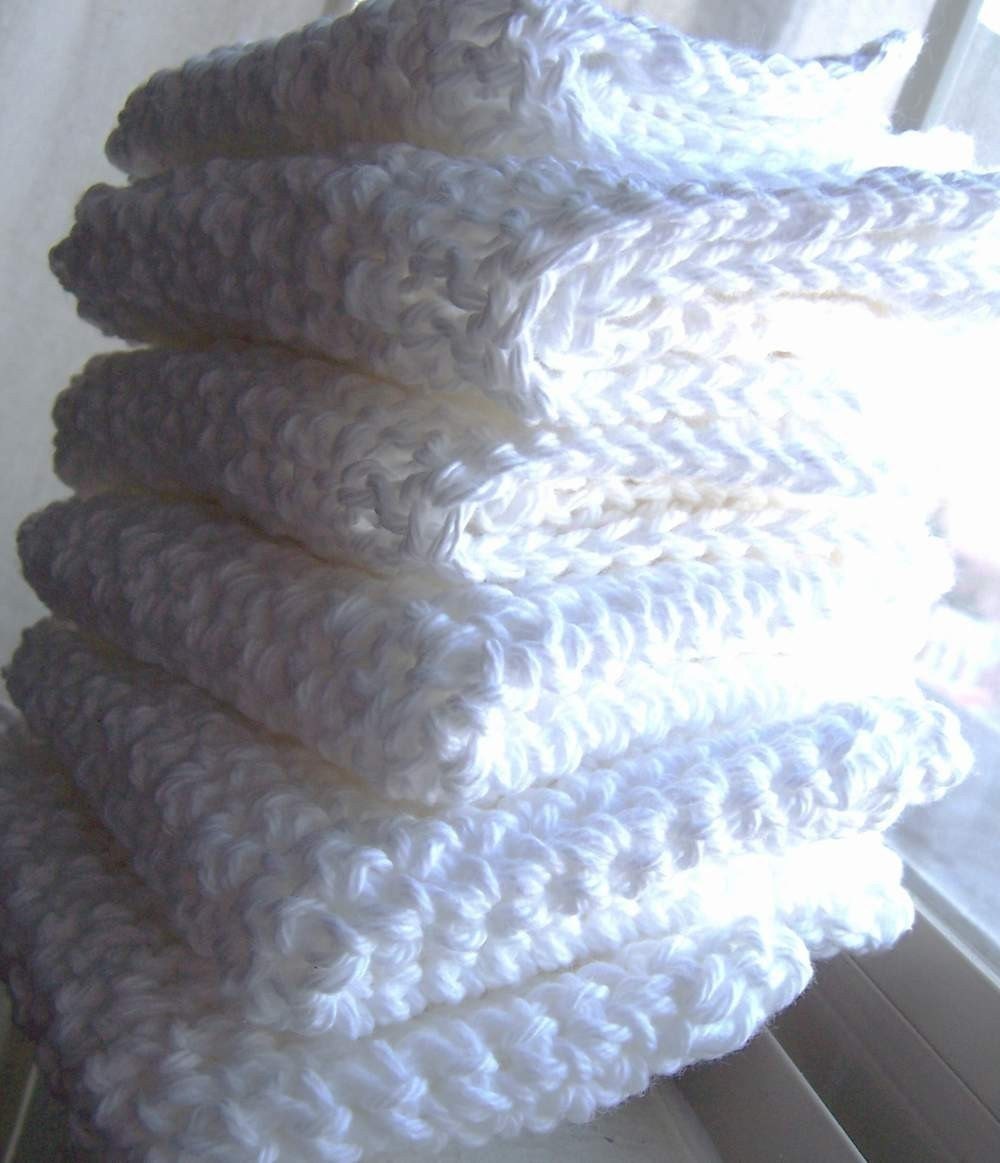 3 pure white dishcloths in cute bundles