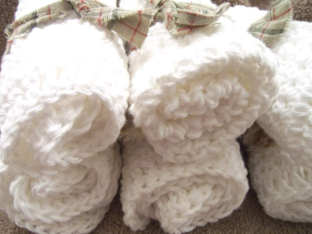 set of 6 pure white dishcloths