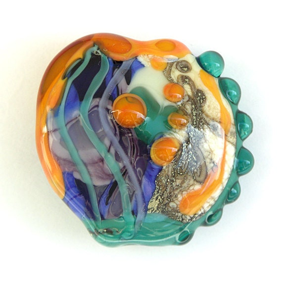 Heartstrings - Handmade Lampwork Focal Bead , Organic Style, by Sarah Hornik