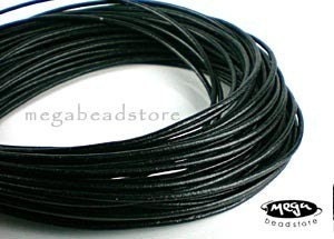 1.5mm Black Greek Leather Cord for Necklace 50 Ft