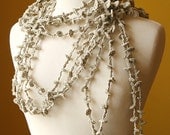 Wearable Fiber Art Jewelry - Sea Kelp Collection - Organic Cotton Crocheted Lariat (Necklace, Scarf, Belt)