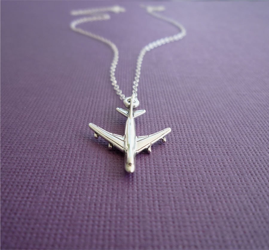 sterling jet plane necklace gift for her