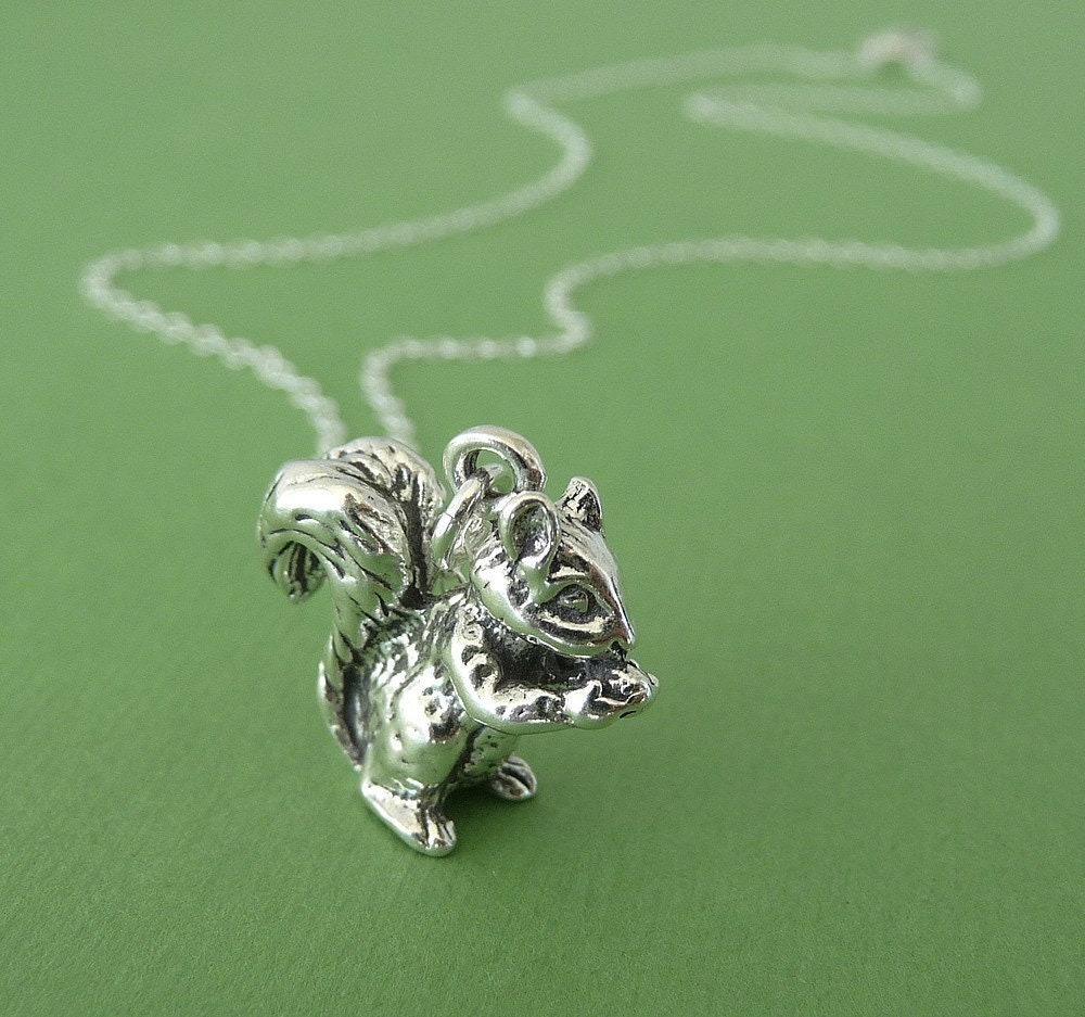 sterling silver squirrel necklace