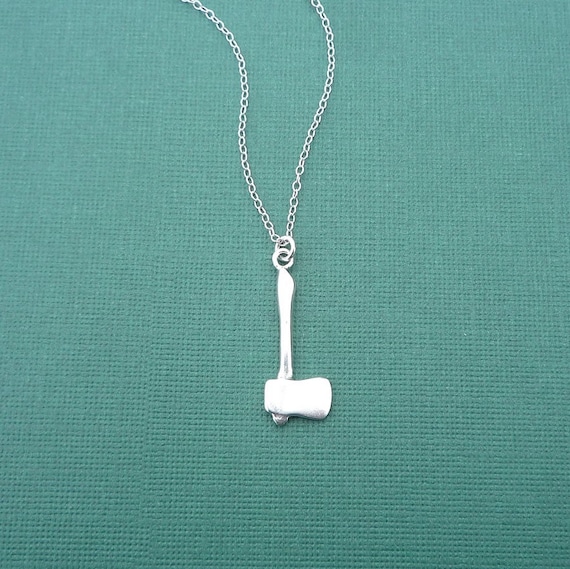 sterling silver axe necklace