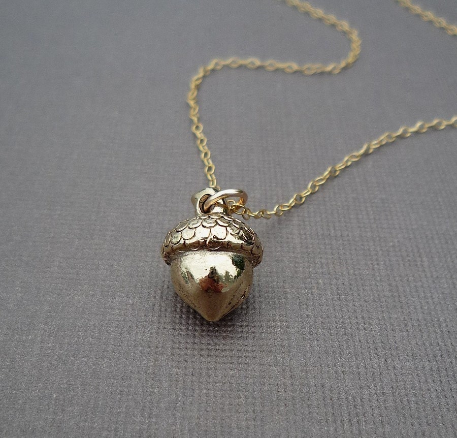golden or silver acorn necklace gift for her