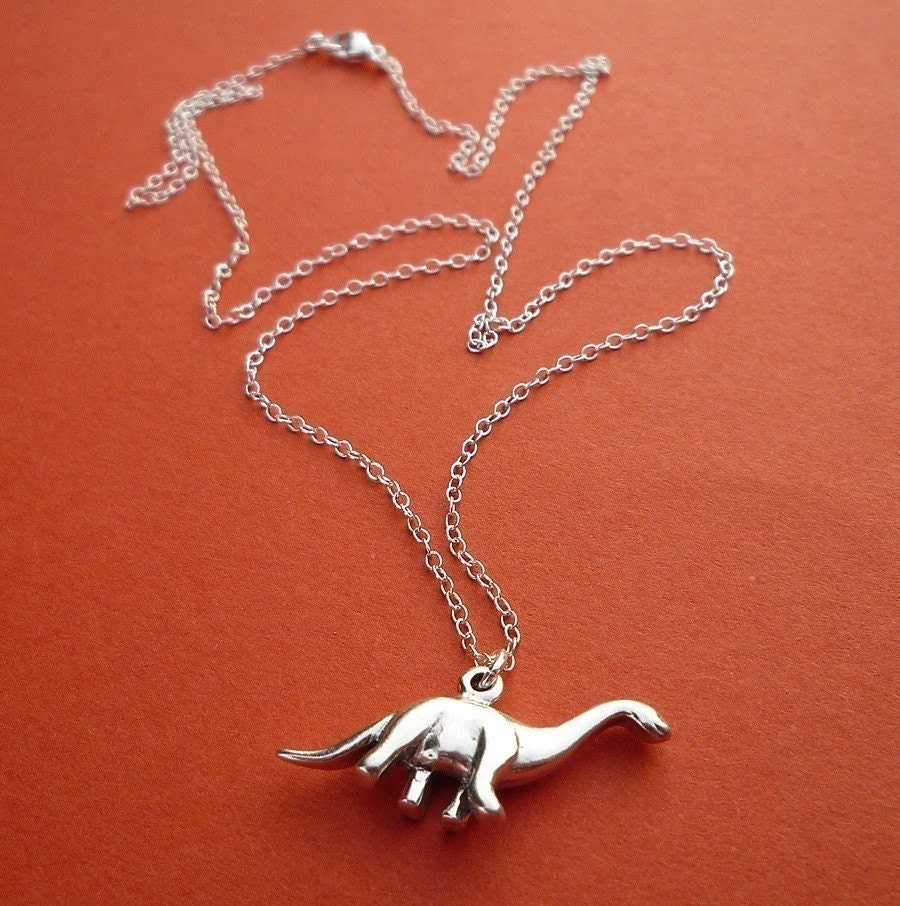 sterling brontosaurus dinosaur necklace gift for her