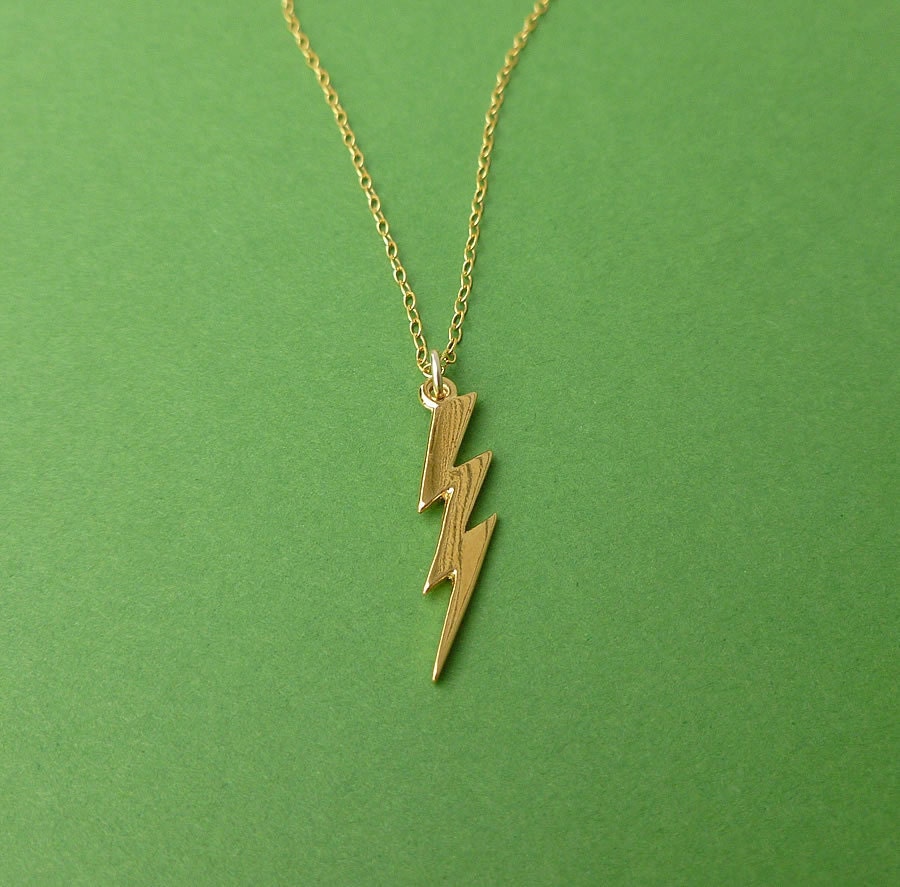 gold lightning bolt necklace 14kt gold filled chain gift for her