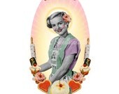 Baking Saint Vintage Kitchen Collage Art Print