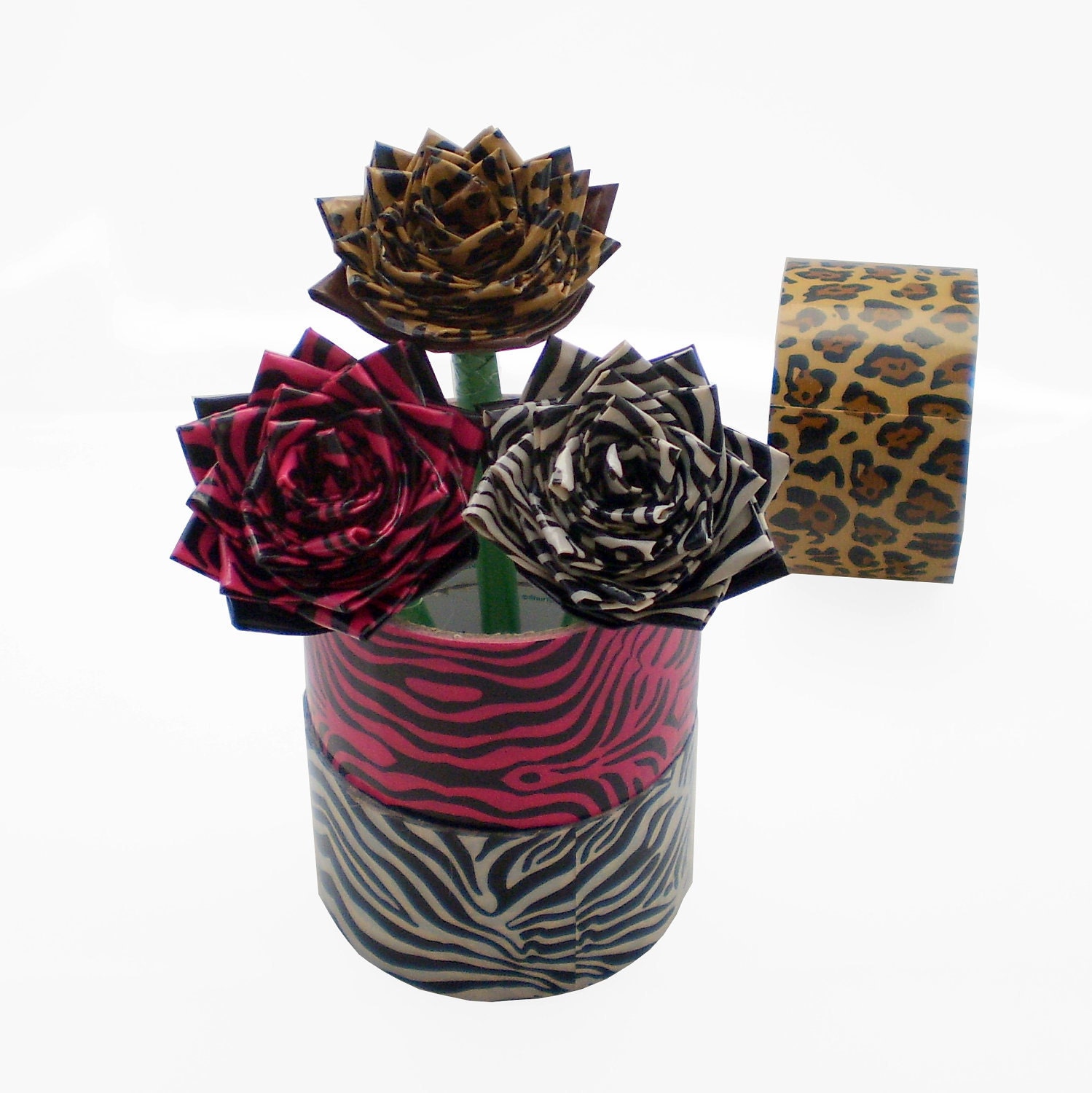 Duct Tape Flower Pens Animal Prints - Set of Two