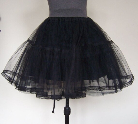 Gothic Sweet Lolita BLACK LACE PETTICOAT custom sized