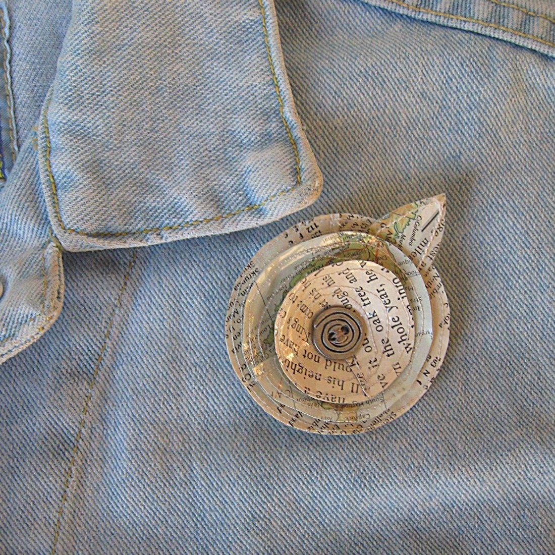 Vintage Paper and Vinyl Posie Pin