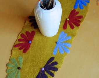 mustard yellow felt table runner