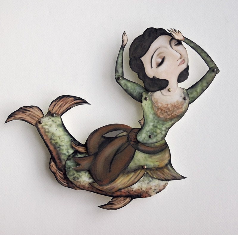 Mermaid Fish Lady Paper Puppet Doll
