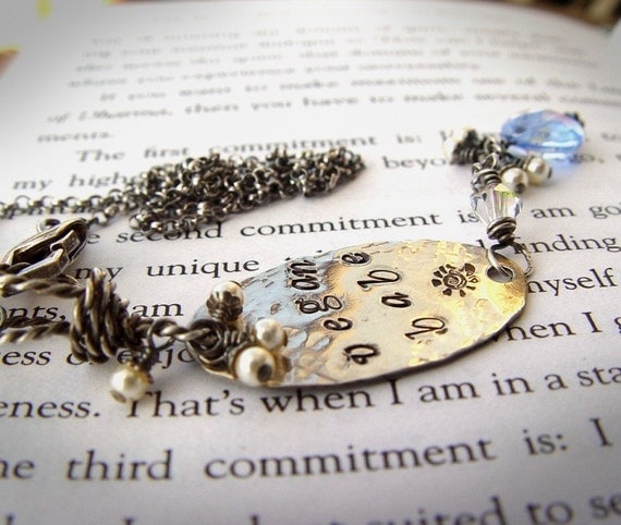 Vegan Babe Necklace electric blue topaz stamped silver oval