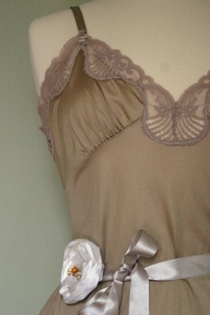Hand Dyed Vintage Slip in Taupe