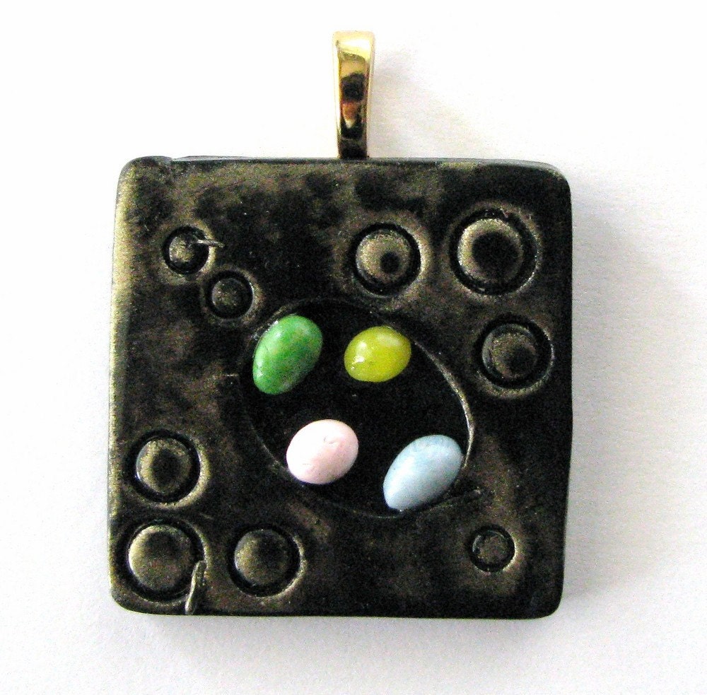 Polymer Clay Bird eggs in a Square Nest