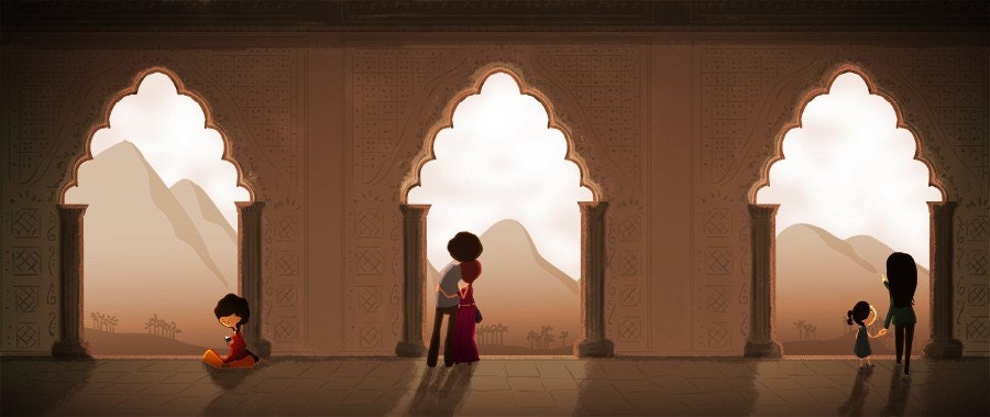 India Art, Indian Art, Indian Wall Hanging, India Art Print, Taj Mahal Art - "Palace days" - Art Print 13x19