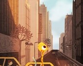 New York Art, New York Art Print, Cute Animal Art, New York City Prints, Art New York, City Art - "Yellow Cab" - Art Print 13x19
