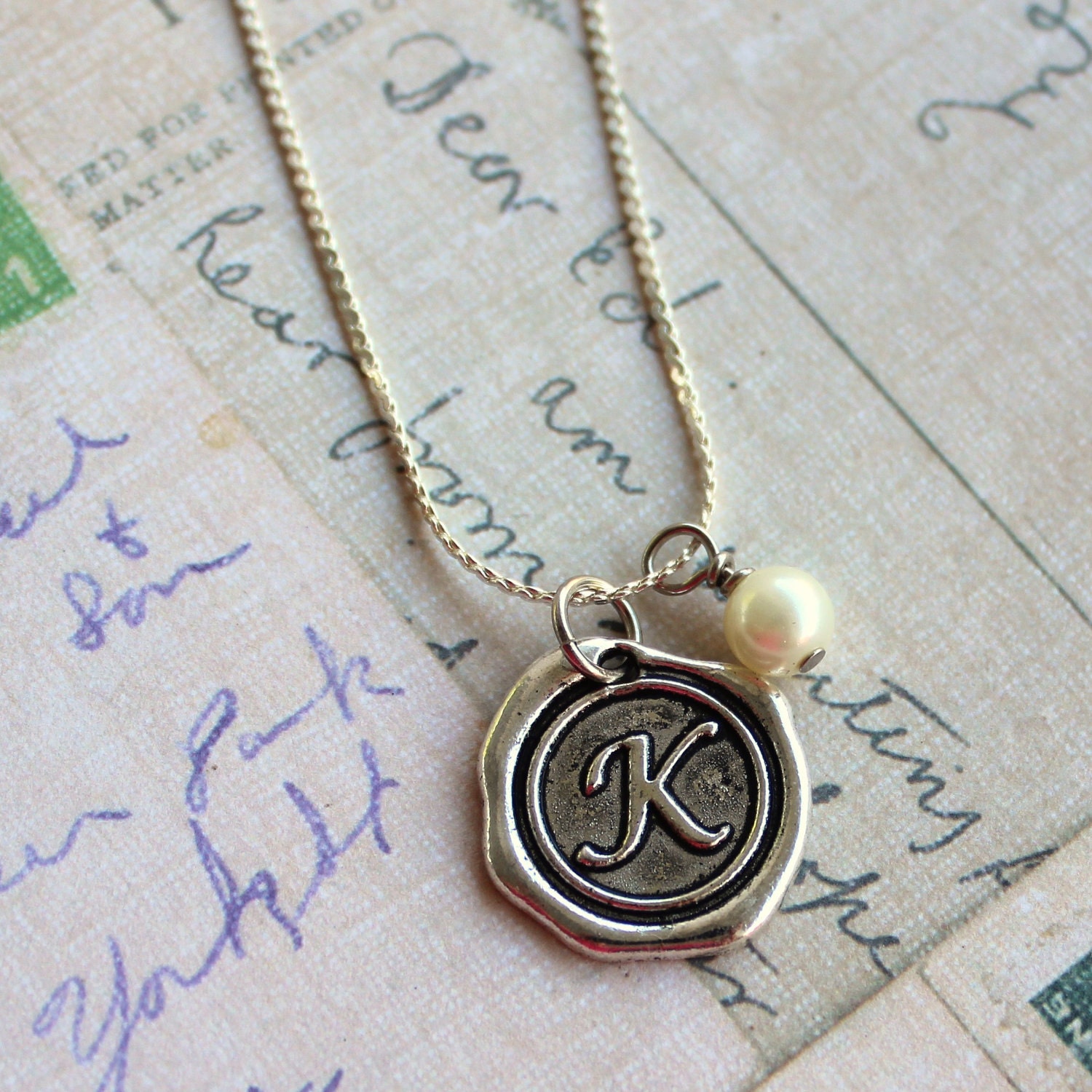 Personalized Wax Seal Initial Necklace