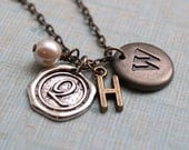 Personalized Mom Initial Necklace -  Mother's Custom Three Initial Charm Necklace