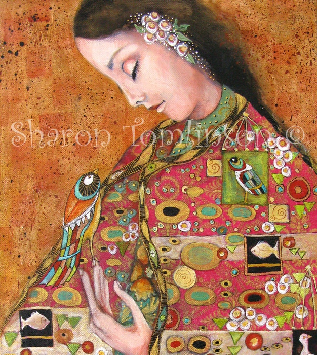 My Pretty - 2nd photo shows full fine art print of original mixed media by Sharon Tomlinson
