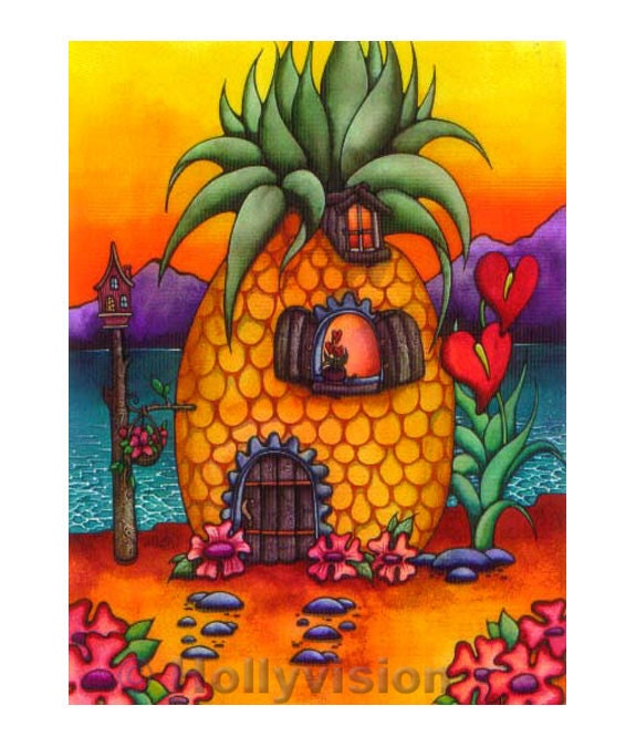 Pineapple House Watercolor Giclee