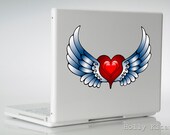 Red Heart Wings Tattoo laptop sticker MacBook decal Mac car window wall vinyl stickers