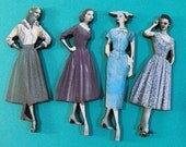 1950s Fashion Models Wood Cuts