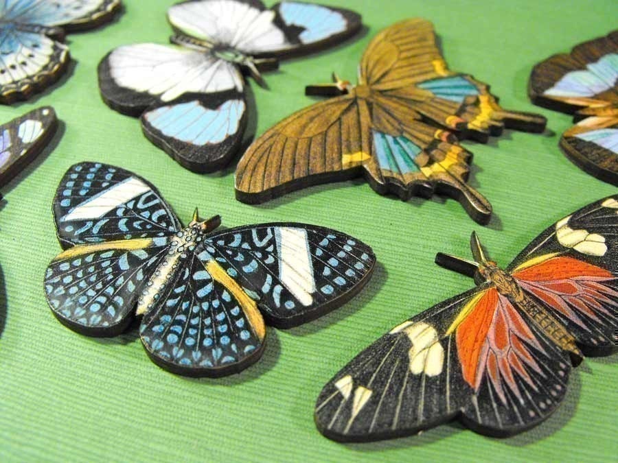 Large Butterflies - Collection of 7 Wood Butterflies