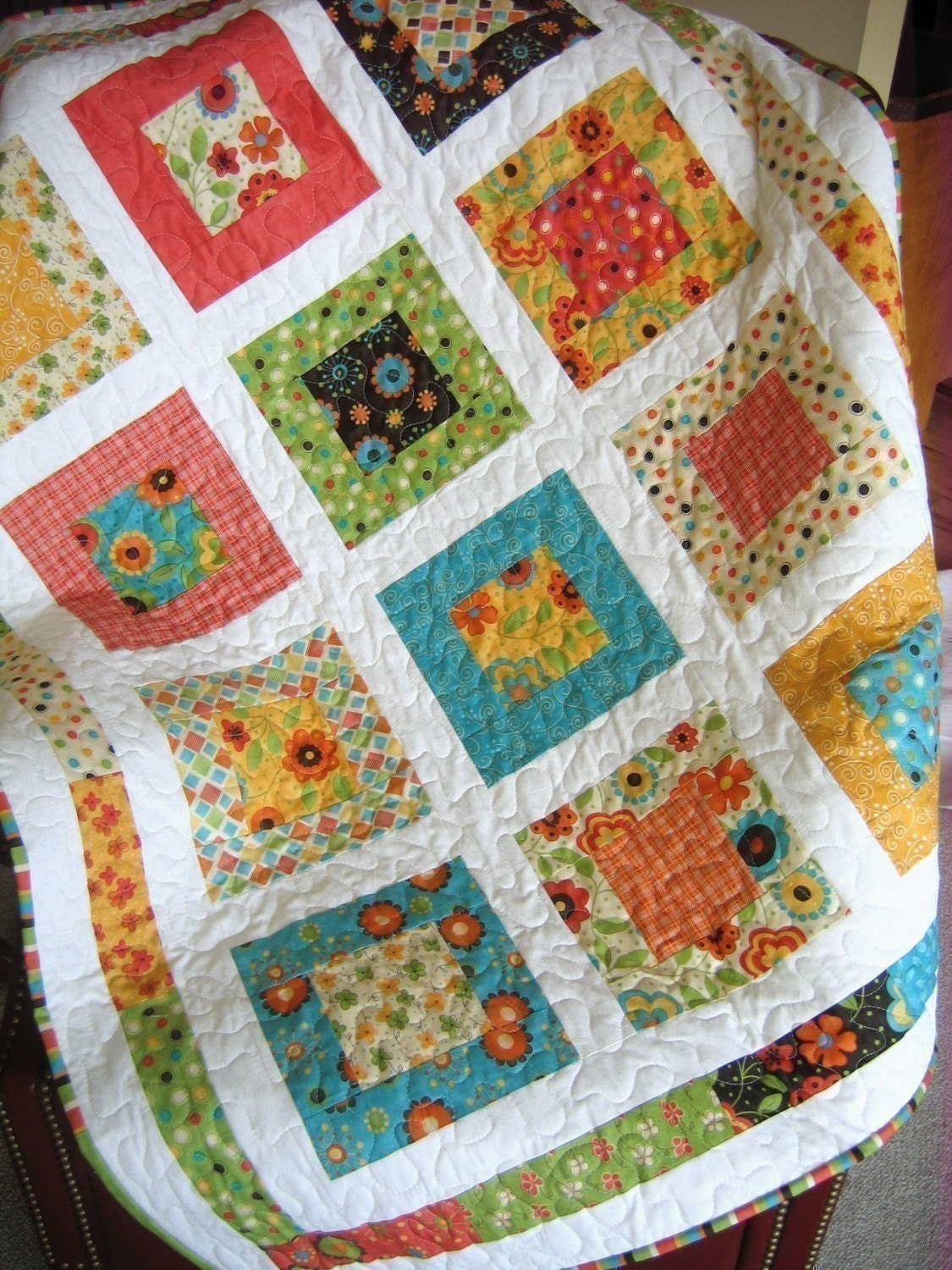 PDF Quilt Pattern, Lap or Baby size....Quick and Easy, Layer Cake or Fat Quarters, San Francisco Window Boxes