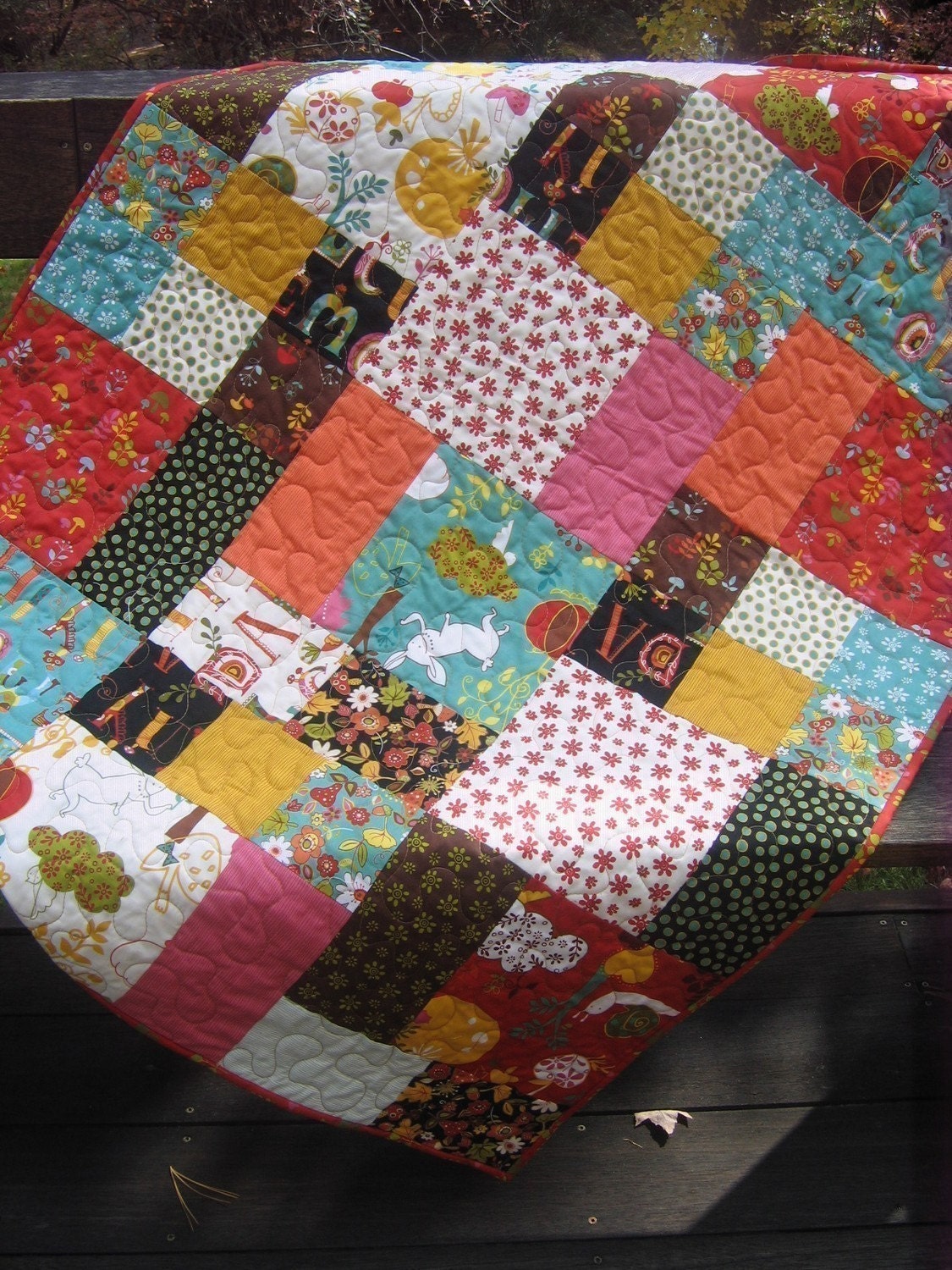 PDF Quilt Pattern.....Easy and Quick...two sizes, Flowers in the Garden