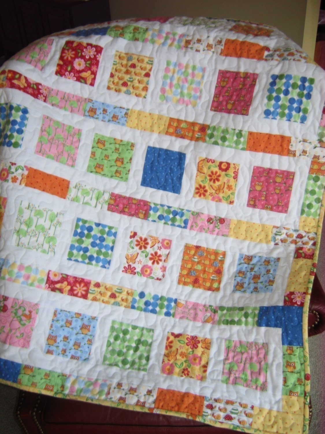PDF Baby QUILT PATTERN....Quick and Easy...2 Charm Square Packs or Fat Quarters, Flowers in the Sunshine