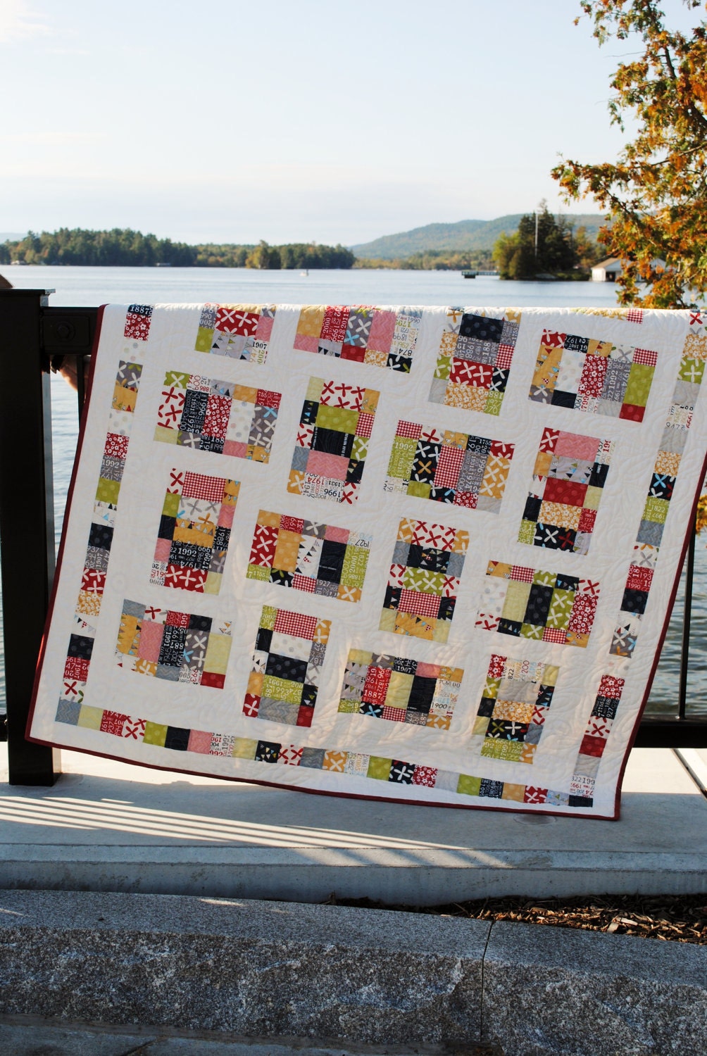PDF quilt PATTERN baby quilt and lap quilt sizes.... Uses Layer Cake, Jelly Roll or Fat Quarters ...Picnic in the Park