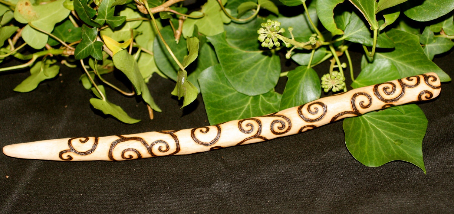 Wild Crab Apple Wood Spiral Wand For Fertility