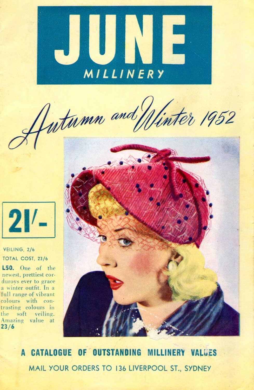 1952 June Millinery Catalogue Hat Shapes fashion E-Book PDF INSTANT DOWNLOAD