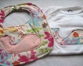 Appliqued Pink Whale Bib and Bodysuit Set