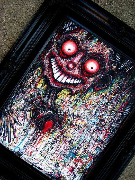 Still Drowning In My Own Bullshit - Original Drawing - Dark Art Horror Heart Blood Red Creature Monster Surreal Abstract Alien Zombie Gothic