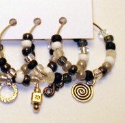 Set of 6 Wine Charms / Drink Markers - Charms - Salt and Pepper